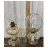 2 Oil Lamps w/ Spare Glass Chimney