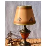 Vintage Bedside Lamp. Metal with horse shade.
