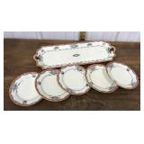 Noritake hand painted snack set- platter, plates