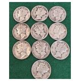 10 silver Mercury dimes