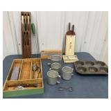 Vintage knives, sharpening stones, metal