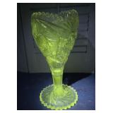 Beautiful glows green pedestal vase - you need a