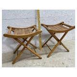 Two Folding Sadleseat Stools/Solid Wood