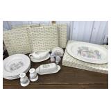 Precious moments platter, plates, gravy boat,