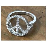 Sterling Silver hippie peace symbol ring