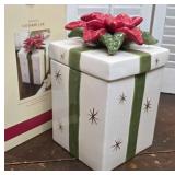 Poinsettia cookie jar with 24K gold accents