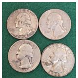 4 Silver Quarters - 1950, 43, 56, 36