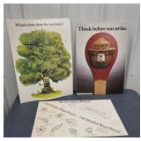 3 Smokey Bear posters (1 like an advent tree) -