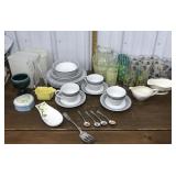 Hull pottery, Steuben? Bud vase, Tupperware, MSE