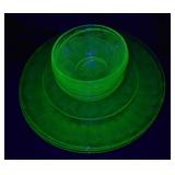 Lot of Uranium Glass Plates & Small Bowls
