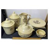 Pfaltzgraff canisters. Pie plate. Pitcher etc.