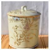 Porcelain Biscuit Jar with old Matchbooks