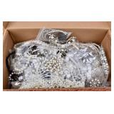 Box of Faux Pearl Jewelry. Vintage-now. Marked