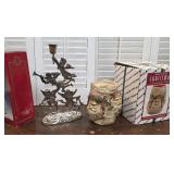 Madison Ave Angel candelabra & 3 face Santa House