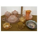 Pink depression glass and carnival glass etcï¿½
