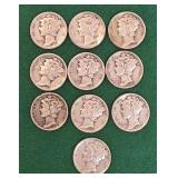 10 silver Mercury dimes
