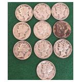 10 silver Mercury dimes