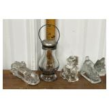 Glass candy containers- firetruck, shaker,