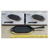 2 UNI Cast Iron Sizzler Pans - new in box - pick