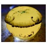 Antique Victorian Milk Glass Dresser Jar. Glows