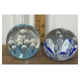 2 Large glass paperweights *not perfect