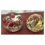 2 Art Glass Paper Weights