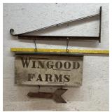 Wingood Farms Sign ( wood & iron)-double sided