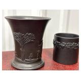 Wedgwood black basalt vase and cigarette holder