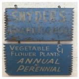 Snyderï¿½s Geenhouse & Vegetable Sign 12/25 wooden/