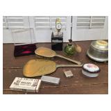 Deco music box (works), perfume, Germany pin