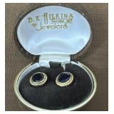 Earrings w/blue stones, tested 14k