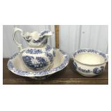 Wash basin, pitcher, chamber pot-made in England