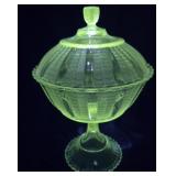Early pattern glass compote - glows green under