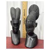 pair of vintage hand-carved African ebony wood