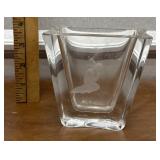 Etched praying girl Skrufs??? Stewart??? vase