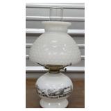 Career and Ives milk glass oil lamp