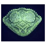 Glows green square pressed cut bowl - Glows green