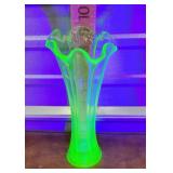 Green glow glass vase