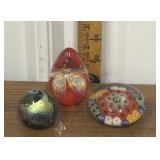 3 nice art glass Paperweights