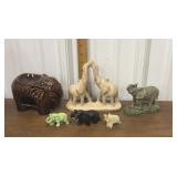 Elephant figures *some carved stone