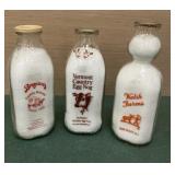 3 milk bottles- Long Valley, NJ, Vermont County,