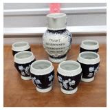 Wine pitcher and 6 cups