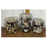 3 Jars Full Of Buttons