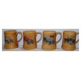 4 Vintage Irish WADE Ceramic Veteran Car Mugs 4"