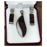 Valerio 925 Cherry Amber pendant & earrings