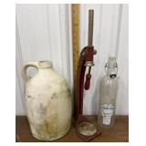 Jug, bottle capper, glass bottle