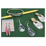 Abalone/ alpaca silver / sterling silver earrings