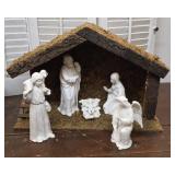Large White Nativity pieces with nice wooden