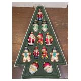 Set 12 Huntington blown glass Christmas ornaments