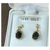 Opal teardrop earrings marked 14k gold
